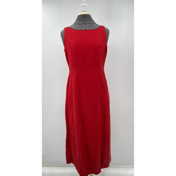 Due' per Due' silk and linen women's red tailored sleeveless dress size 6 - Picture 2 of 6